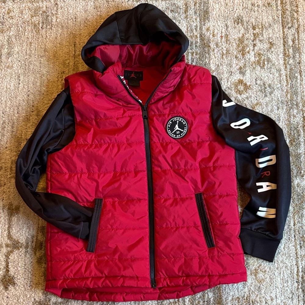 Jordan Red and Black Hooded Vest with Logo